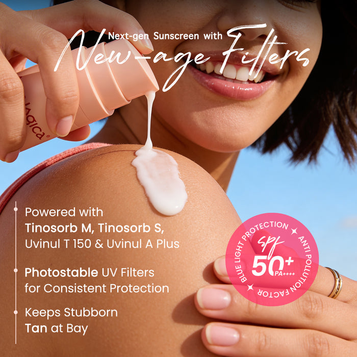 Detan+ Dewy Gel Sunscreen SPF 50+ PA++++ with 2% Kojic-Hyaluron Complex™ & Wild Berries - 50 g