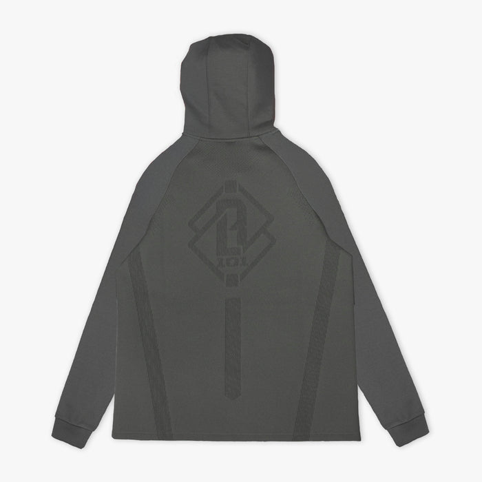 Gray Diamond Tech Knit Zip Charcoal hoodie — back view