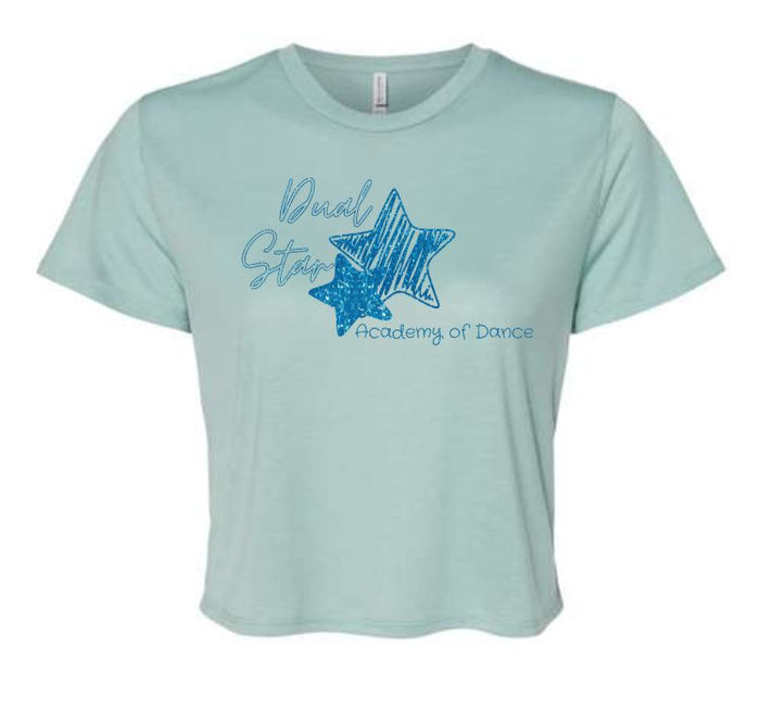 Dual Star Cropped Tee- 3 colors Matte or Glitter