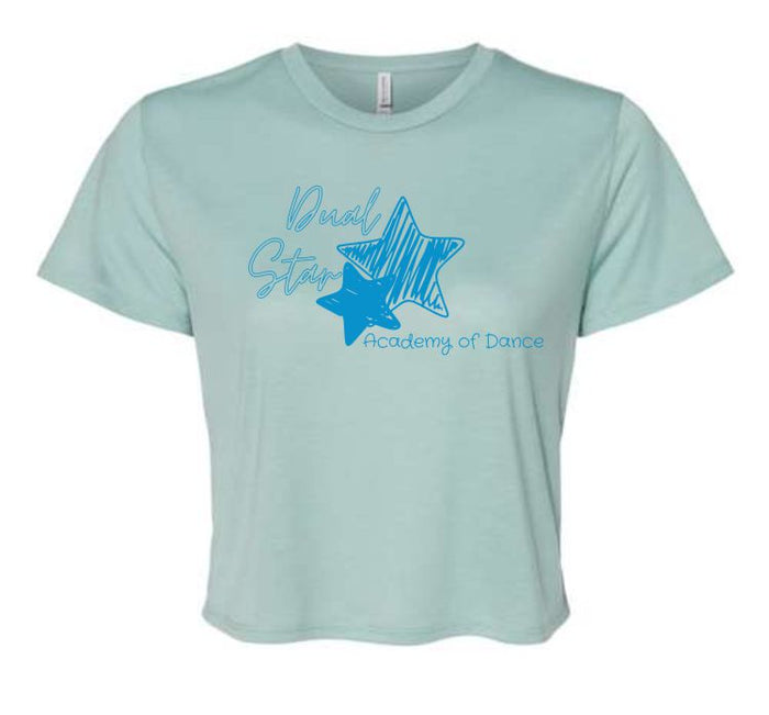 Dual Star Cropped Tee- 3 colors Matte or Glitter
