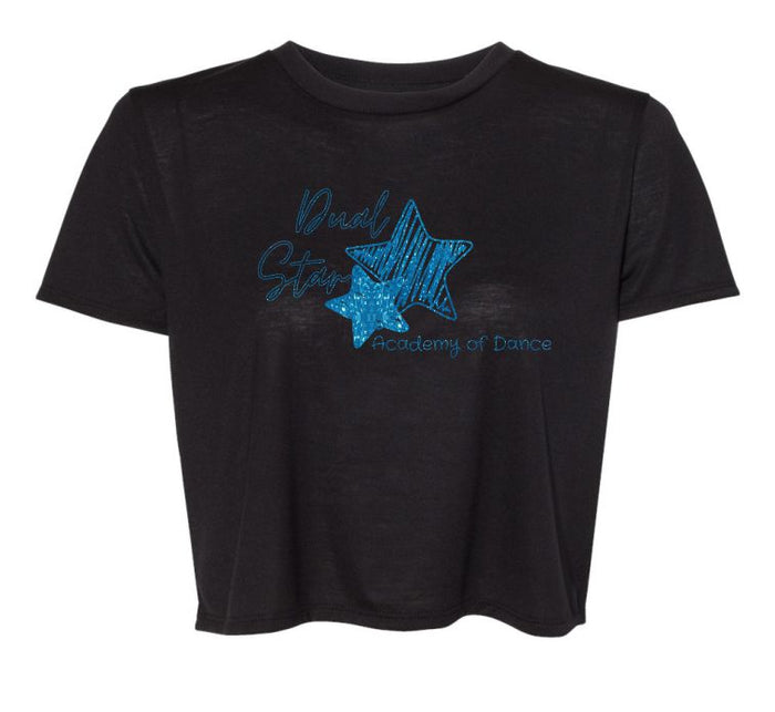 Dual Star Cropped Tee- 3 colors Matte or Glitter