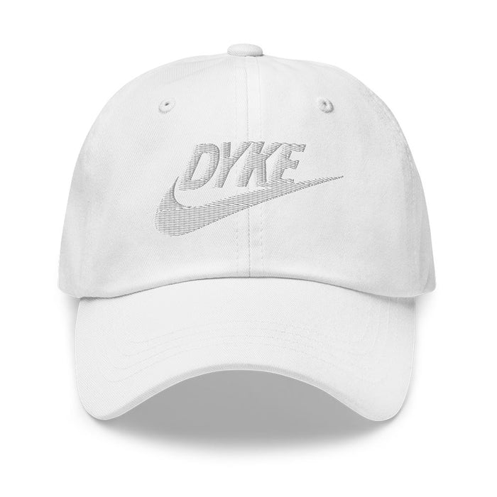 dyke sport twill dad hat white