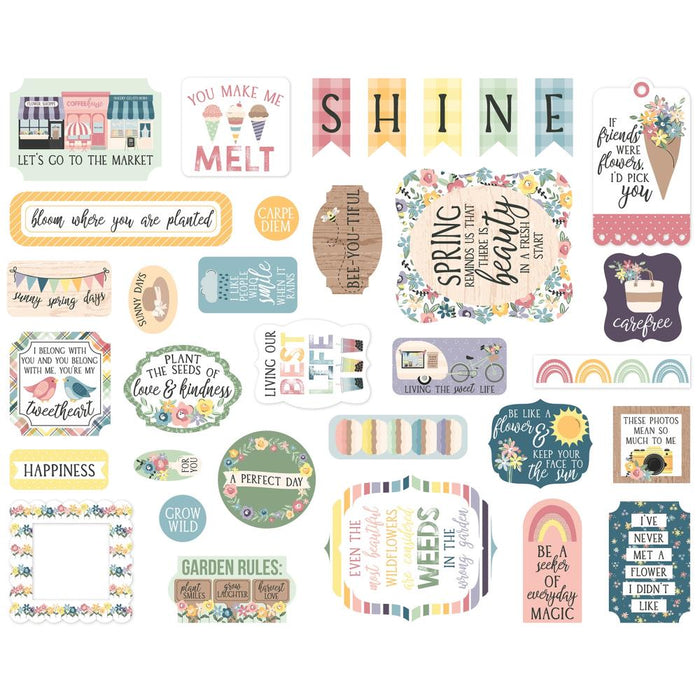 Echo Park - Cardstock Ephemera - 33/Pkg - Icons - New Day. Available at Embellish Away located in Bowmanville Ontario Canada.