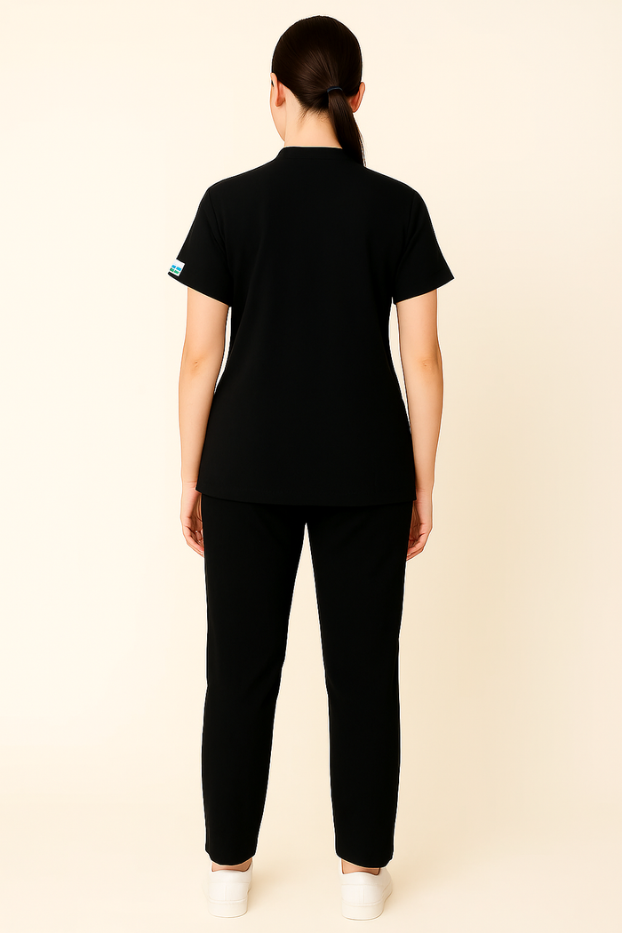 ELITE 6 POCKET MANDARIN (BLACK) WOMEN SCRUB