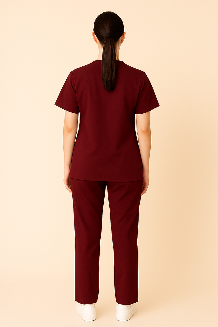 ELITE 6 POCKET MANDARIN (MAROON) WOMEN SCRUB
