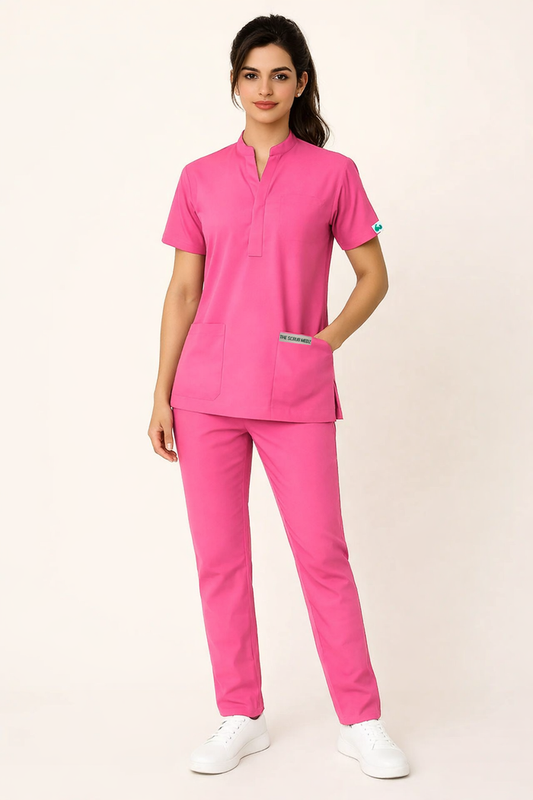 ELITE 6 POCKET MANDARIN (PINK) WOMEN SCRUB