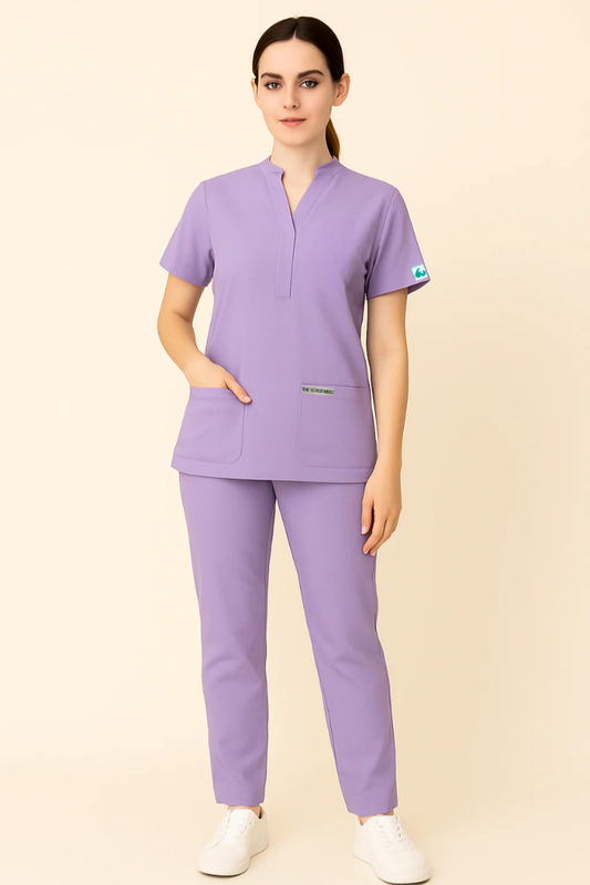 ELITE 6 POCKET MANDARIN (PURPLE) WOMEN SCRUB