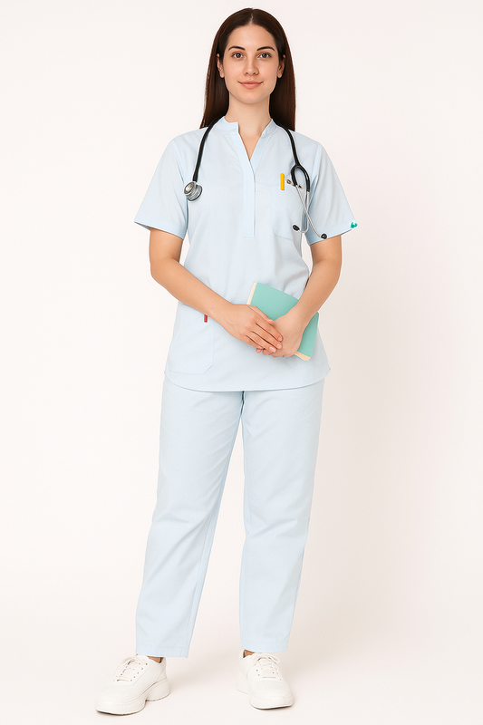 ELITE 6 POCKET MANDARIN (SKY BLUE) WOMEN SCRUB