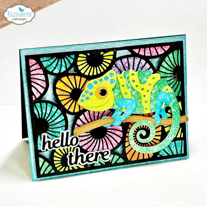 Elizabeth Craft - Metal Die - Spy The Chameleon. Elizabeth Craft dies will give an added touch to any paper project and are compatible with most die-cutting machines. Available at Embellish Away located in Bowmanville Ontario Canada. Example by brand ambassador.