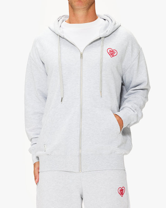Family First Hoodie Zip Heart