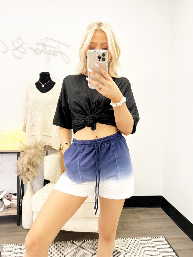 French Terry Dip Dye Drawstring Shorts PLUS ***Multiple Colors