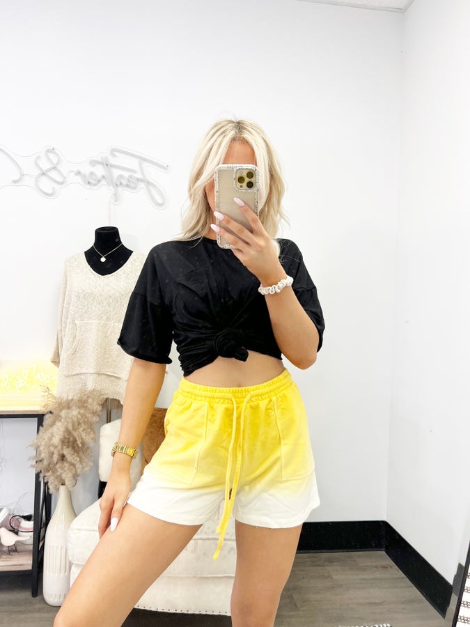 French Terry Dip Dye Drawstring Shorts PLUS ***Multiple Colors