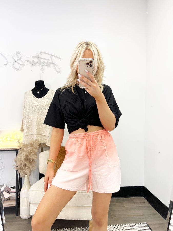 French Terry Dip Dye Drawstring Shorts PLUS ***Multiple Colors