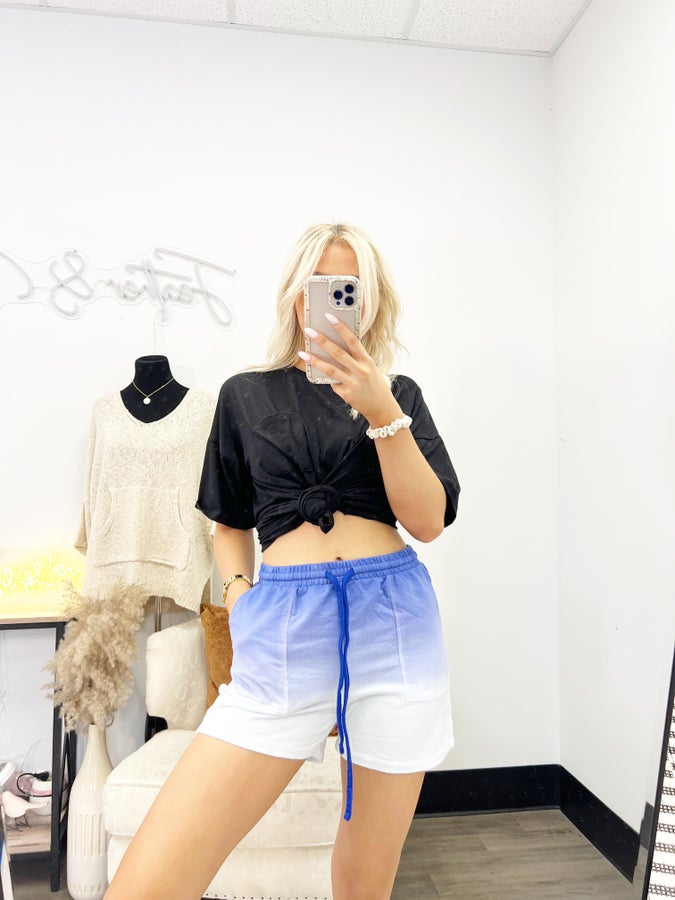 French Terry Dip Dye Drawstring Shorts PLUS ***Multiple Colors