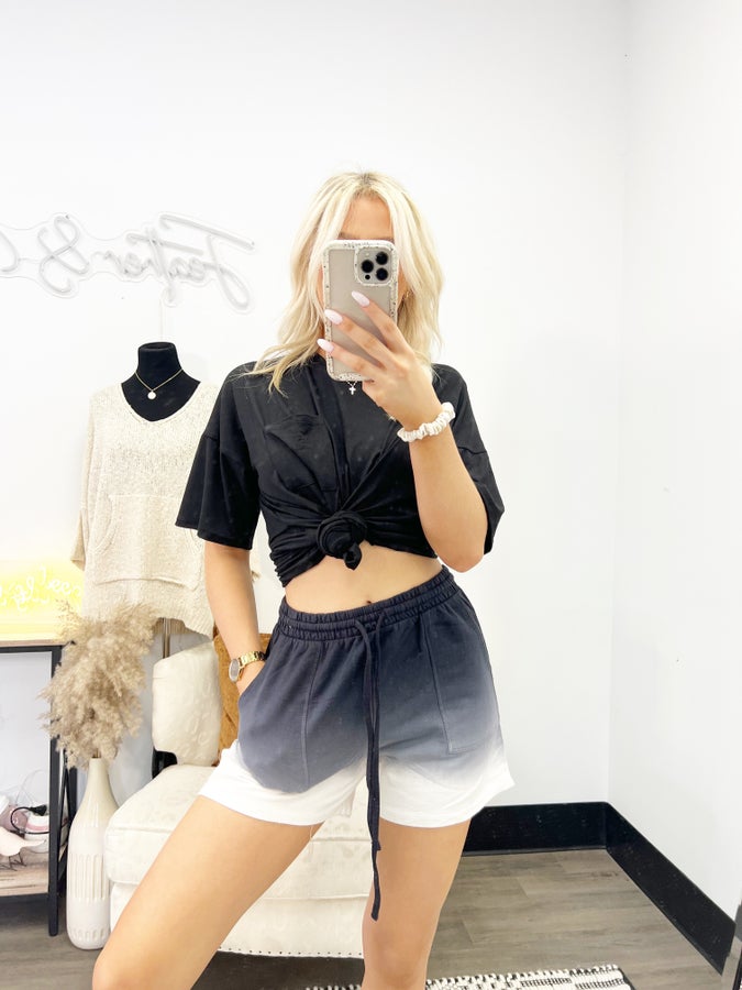 French Terry Dip Dye Drawstring Shorts PLUS ***Multiple Colors