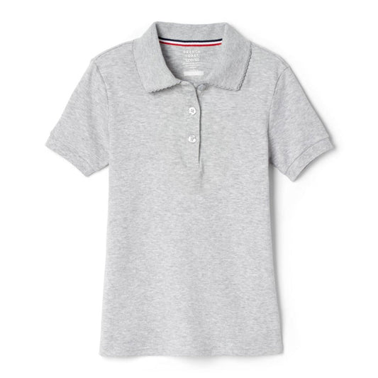 French Toast Girls Heather Grey Short Sleeve Polo with Lenox Academy Logo