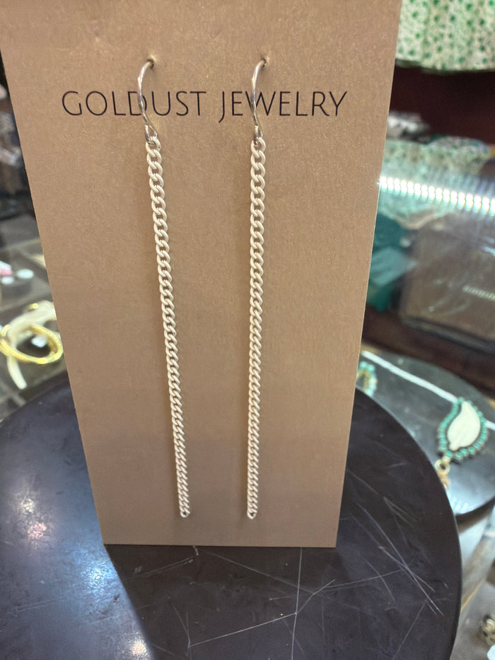 Goldust Jewelry GD colored chain earrings featuring vibrant linked metal chains and gold-tone design.