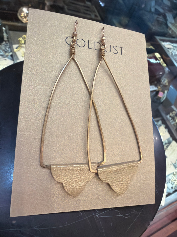 Goldust Jewelry GD leather earrings featuring stylish, handcrafted leather design with gold accents, perfect for accessorizing.