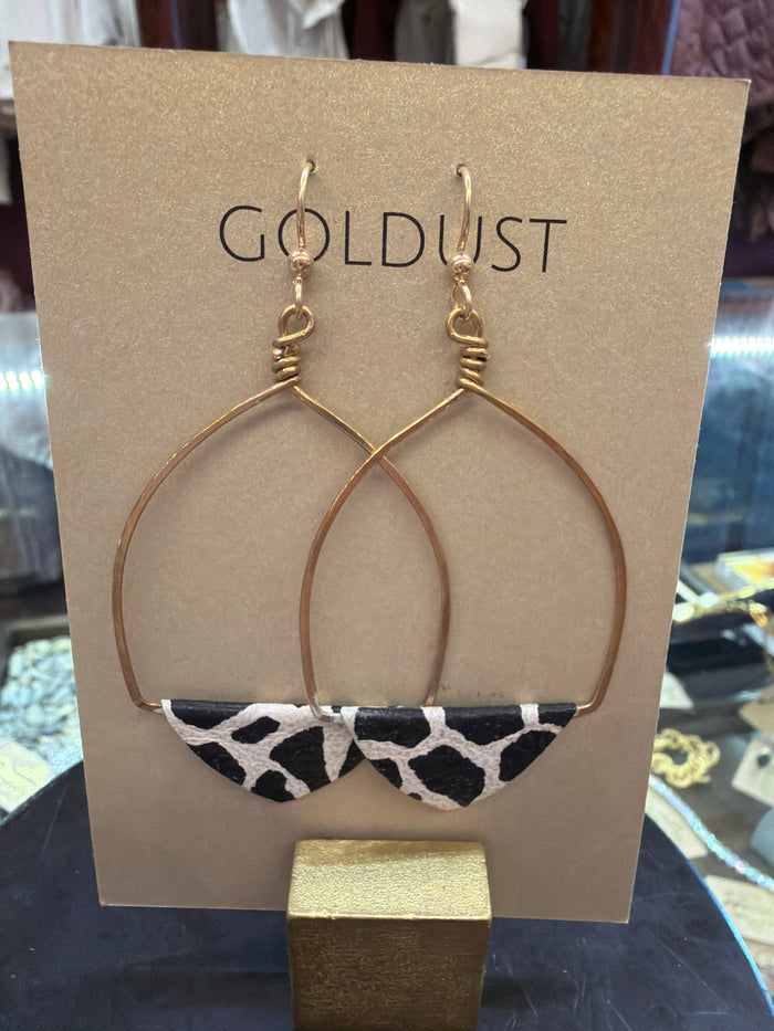 Goldust Jewelry GD Leather Earrings featuring stylish, handmade leather earrings with a sleek design and natural finish.