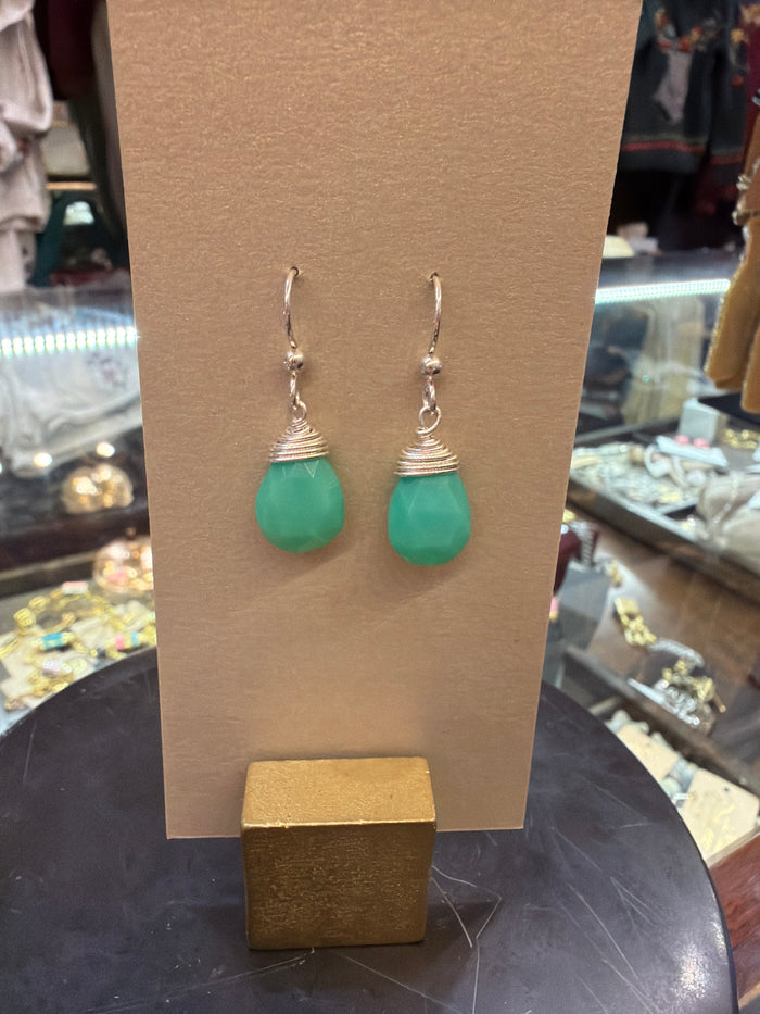 Goldust Jewelry GD semi-precious stone earrings featuring colorful gemstones on silver hooks, elegant and vibrant accessory.