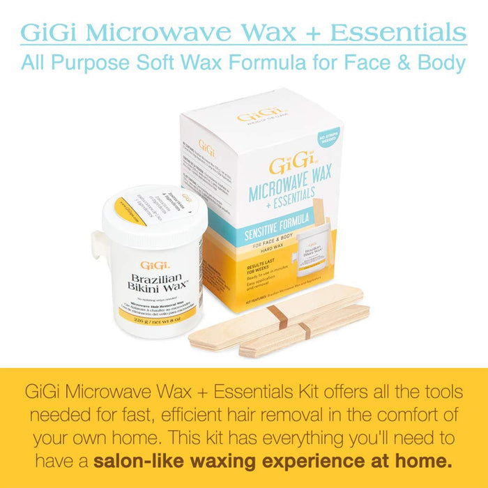 Gigi Microwave Wax & Essentials Sensitive Formula Brazilian Bikini Wax Kit - ikatehouse