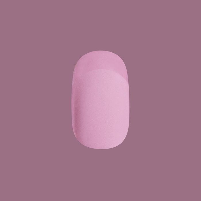 Glossy Tip Rosy French - Press-On | Short | Round press-on nail with matte rosy base and subtle glossy french tip manicure