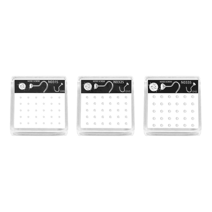 GNS Nose Round 1 Stone Silver 30pcs - ikatehouse