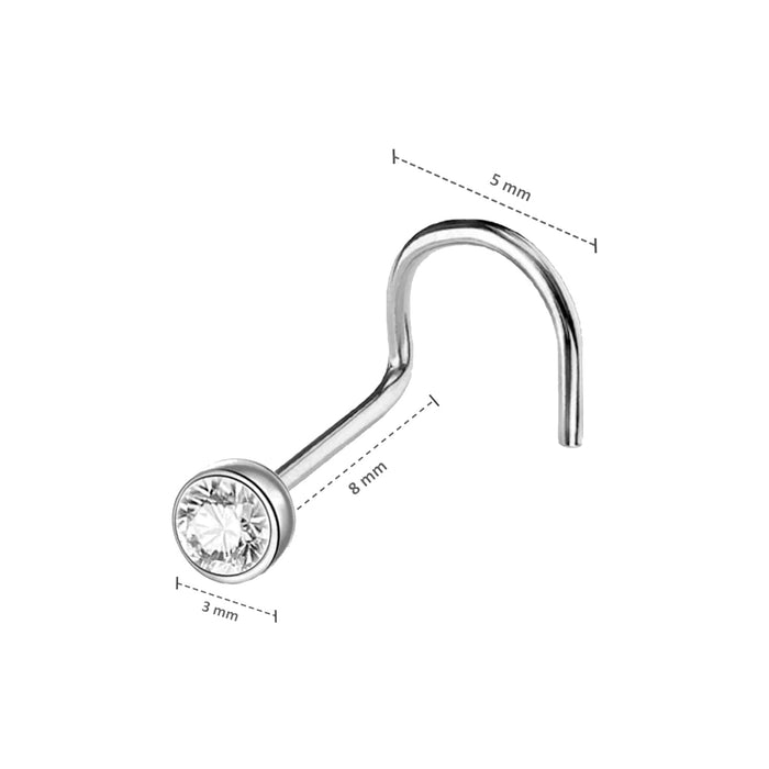 GNS Nose Round 1 Stone Silver 30pcs - ikatehouse