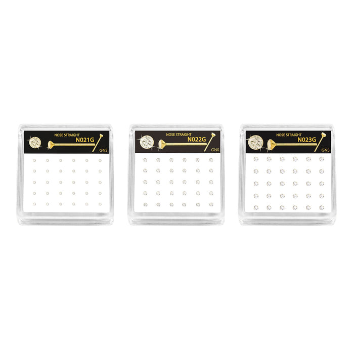 GNS Nose Straight 1 Stone Gold 30pcs - ikatehouse
