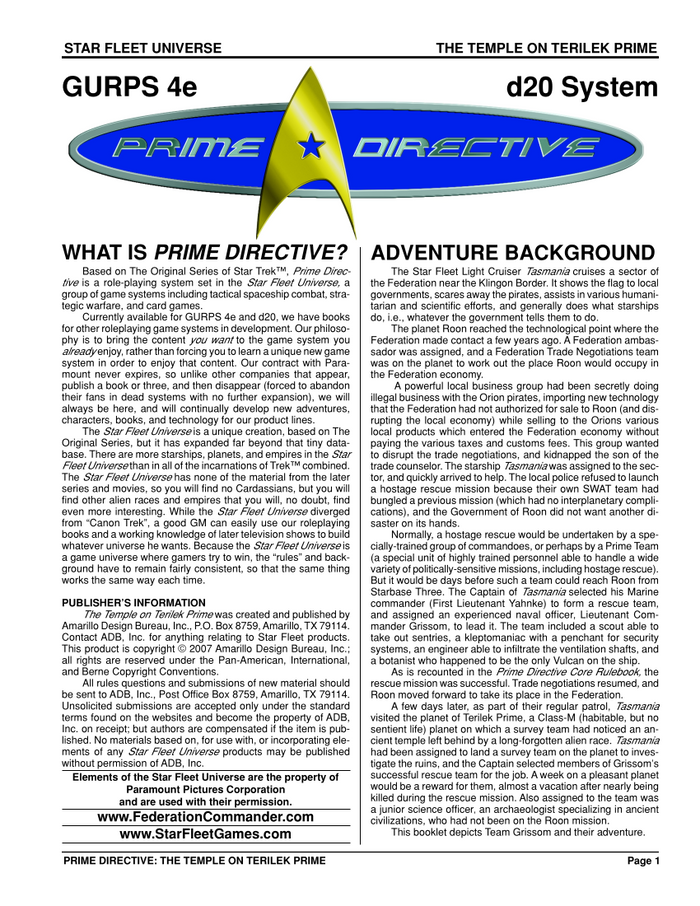 GURPS/D20 Adventure: Planet Aldo
