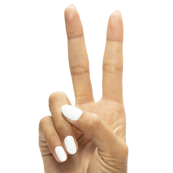 HD - Gel on natural nails showing smooth, soft white gel polish for a fresh, long-lasting at-home manicure look