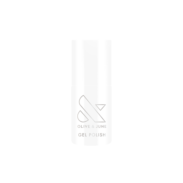 HD - Gel bottle of clean, crisp white gel polish by Olive and June for a fresh, long-lasting at home manicure look