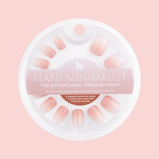 HZ Syrup Gradient - Press-On | Extra Short | Squoval showing extra short squoval false nails in rosey beige gradient press-on manicure pack