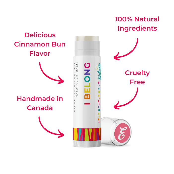 I Belong Cinnamon Bun lip balm - natural ingredients, cruelty-free.