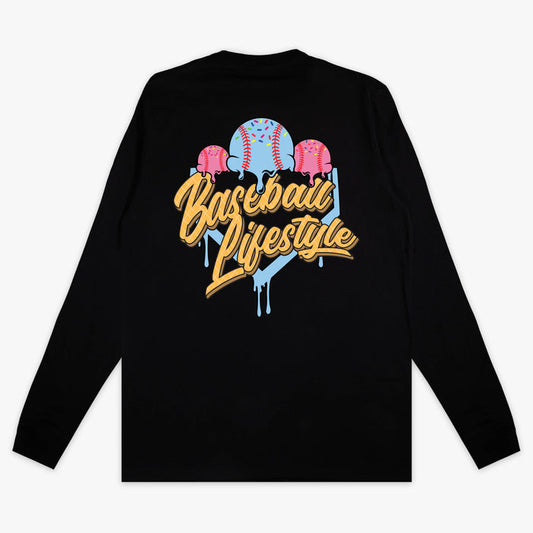 Ice Cream Long Sleeve Cotton Candy graphic tee - back view