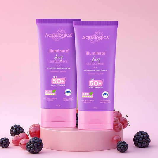 Illuminate+ Dewy Sunscreen In-Vivo Tested SPF 50+ PA++++ with Wild Berries & Alpha Arbutin - 80 g(Pack of 2)