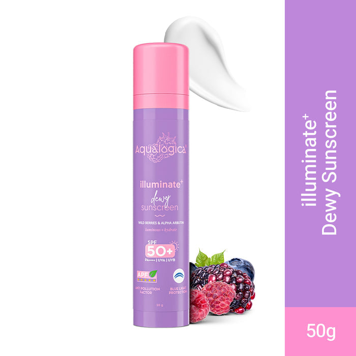 Illuminate+ Dewy Sunscreen In-Vivo Tested SPF 50+ PA++++ with Wild Berries & Alpha Arbutin - 50 g(Pack of 2)
