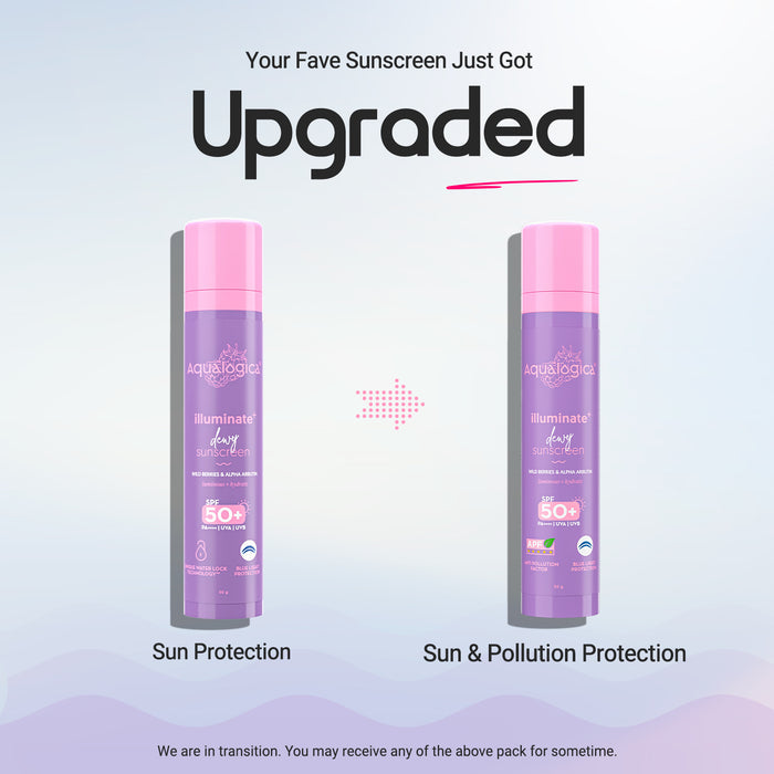 Illuminate+ Dewy Sunscreen In-Vivo Tested SPF 50+ PA++++ with Wild Berries & Alpha Arbutin - 50 g(Pack of 2)