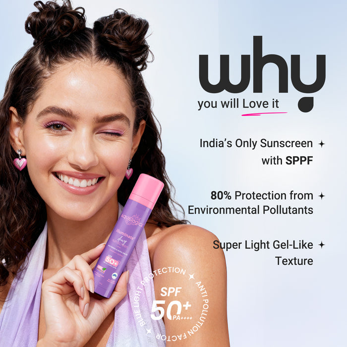 Illuminate+ Dewy Sunscreen In-Vivo Tested SPF 50+ PA++++ with Wild Berries & Alpha Arbutin - 50 g(Pack of 2)