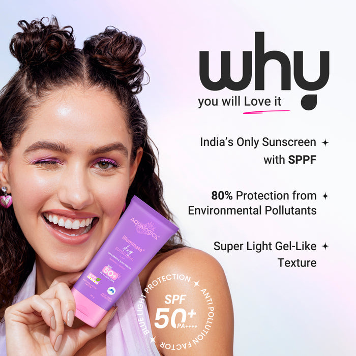 Illuminate+ Dewy Sunscreen In-Vivo Tested SPF 50+ PA++++ with Wild Berries & Alpha Arbutin - 80 g(Pack of 2)