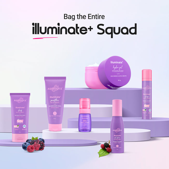 Illuminate+ Dewy Sunscreen In-Vivo Tested SPF 50+ PA++++ with Wild Berries & Alpha Arbutin - 80 g(Pack of 2)