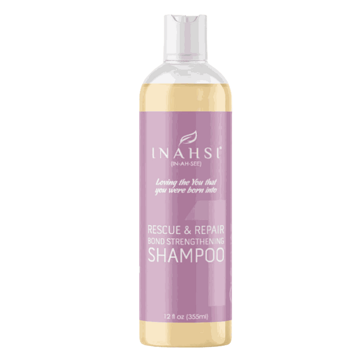 Inahsi Rescue & Repair bond strengthening shampoo for repairing and strengthening dry, damaged curls with patented technology and rice protein