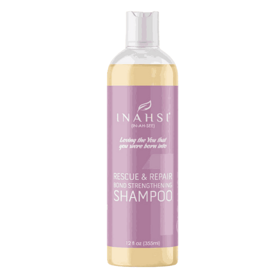 Inahsi Rescue & Repair bond strengthening shampoo for repairing and strengthening dry, damaged curls with patented technology and rice protein