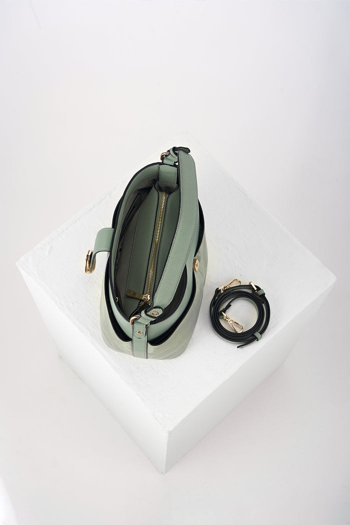 Indra Spearmint Green Bucket Crossbody