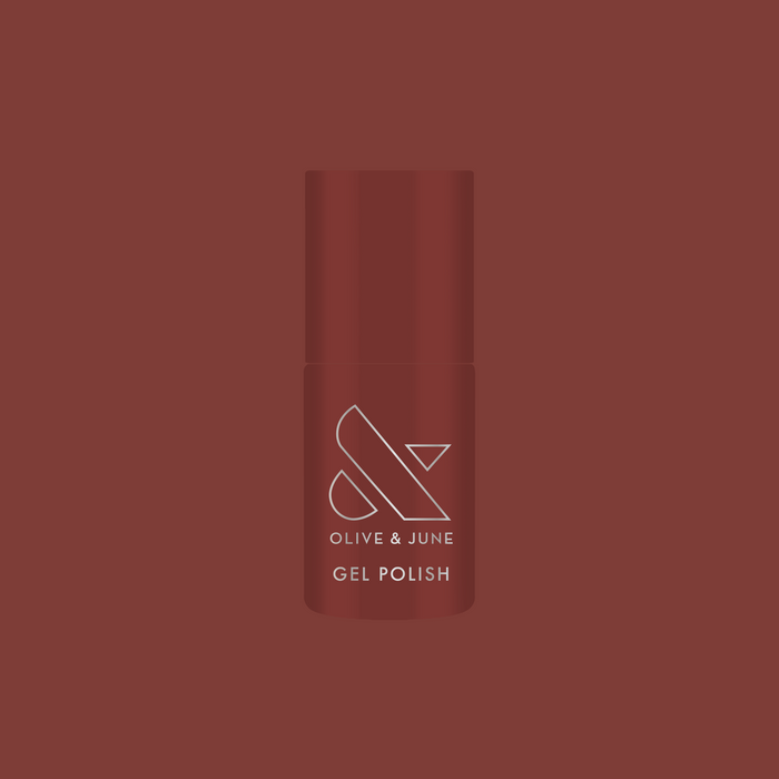 JJ - Gel bottle in cozy cinnamon brown shade for a warm, long-lasting gel polish manicure by Olive and June