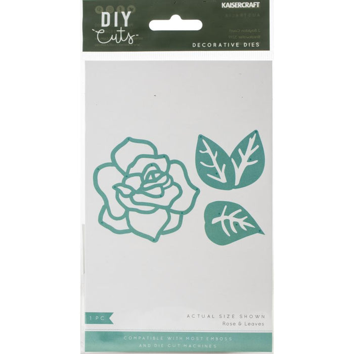 Spice up your next project with this die set. This package contains Rose/Leave: a set of three metal dies measuring between 1.5x1 inches and 2.5x2.5 inches. Imported. Available at Embellish Away located in Bowmanville Ontario Canada.