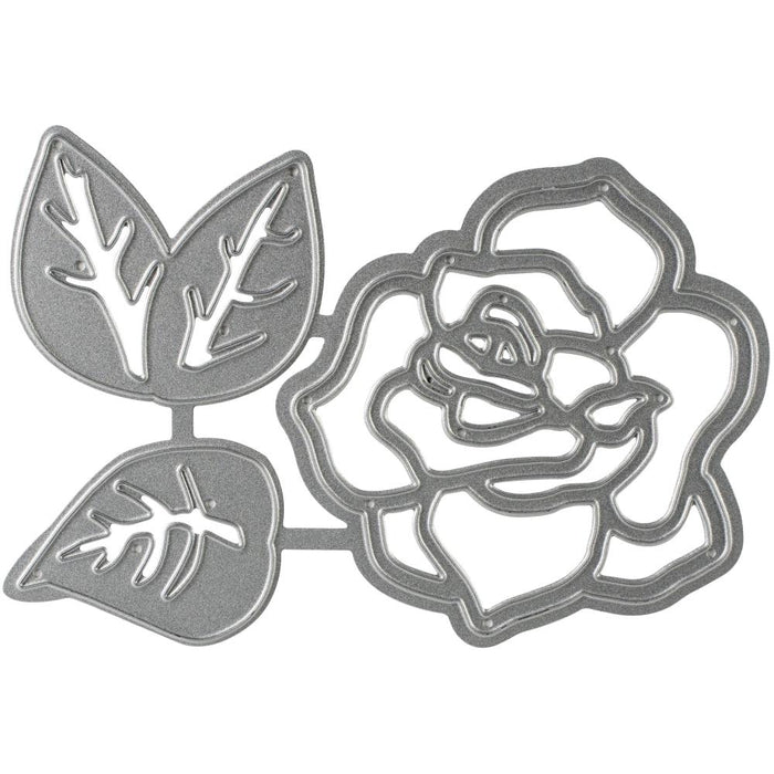 Spice up your next project with this die set. This package contains Rose/Leave: a set of three metal dies measuring between 1.5x1 inches and 2.5x2.5 inches. Imported. Available at Embellish Away located in Bowmanville Ontario Canada.
