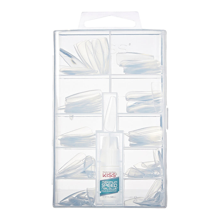 Kiss 100 Full Cover Nails Kit XL Clear Coffin - ikatehouse