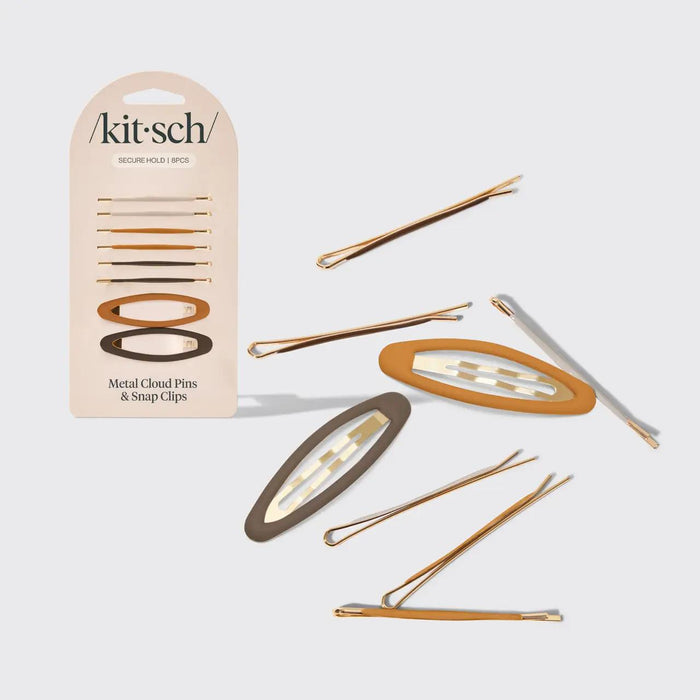 Kitsch Metal Cloud Pins & Snap Clips 8 pcs Set