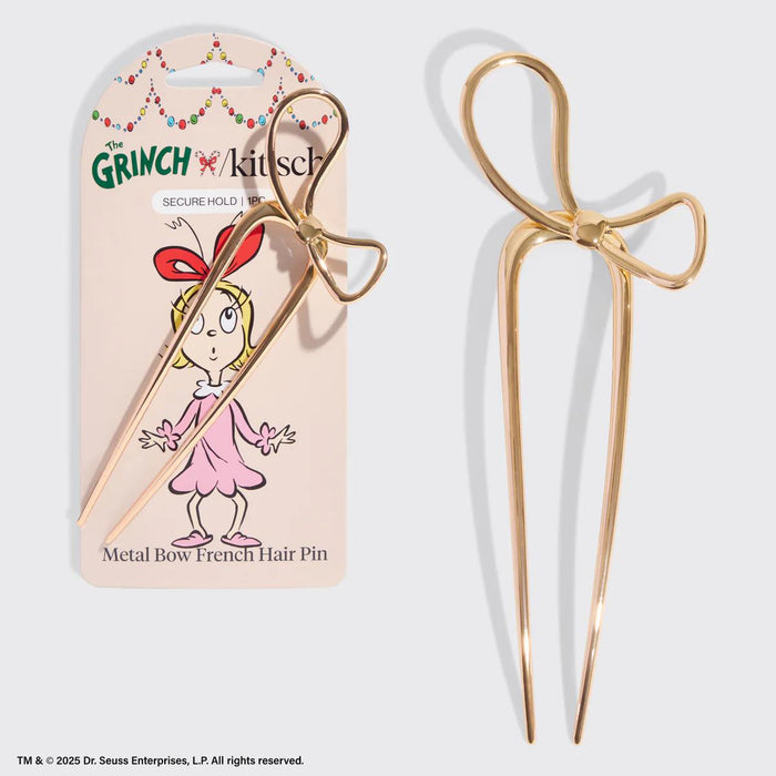 Kitsch x The Grinch Gold Bow French Hair Pin